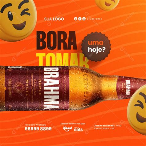 Cervejaria Brahma Duplo Bora Tomar Uma Hoje Social Media Psd Editável