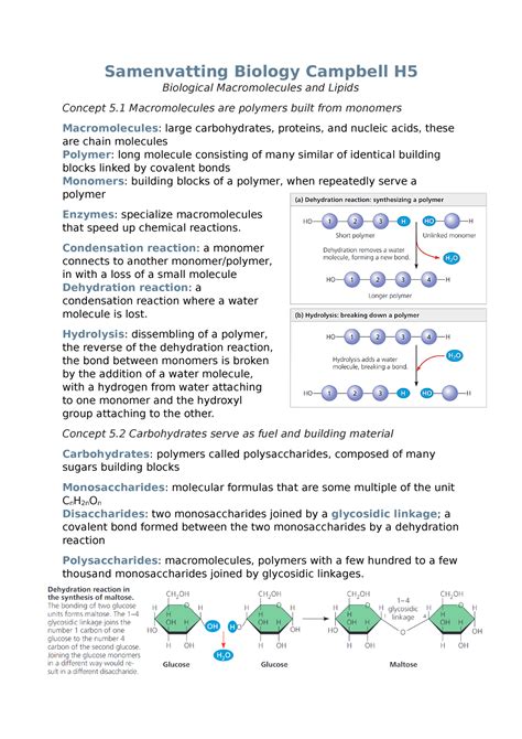 Samenvatting Chemie Van Het Leven Campbell H5 Samenvatting Biology