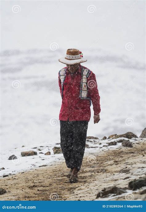 Indigenous Local in Traditional Colourful Andean Clothes at Vinicunca Rainbow Mountain, Cuzco ...