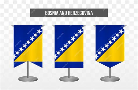 Premium Vector Realistic Vertical 3d Vector Illustration Desk Flags Of Bosnia And Herzegovina