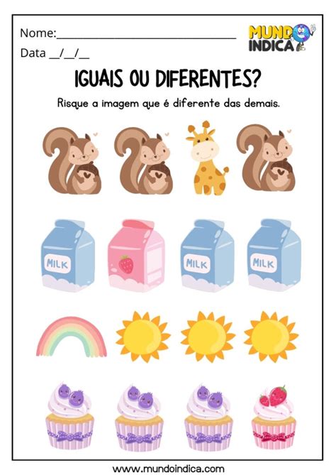 Atividades Sobre Igual E Diferente Para Educa O Infantil