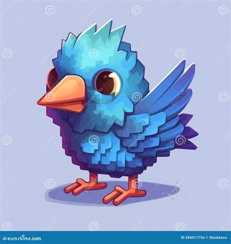 Pixel Art Bird Hold Worm Cartoon Vector 265893363