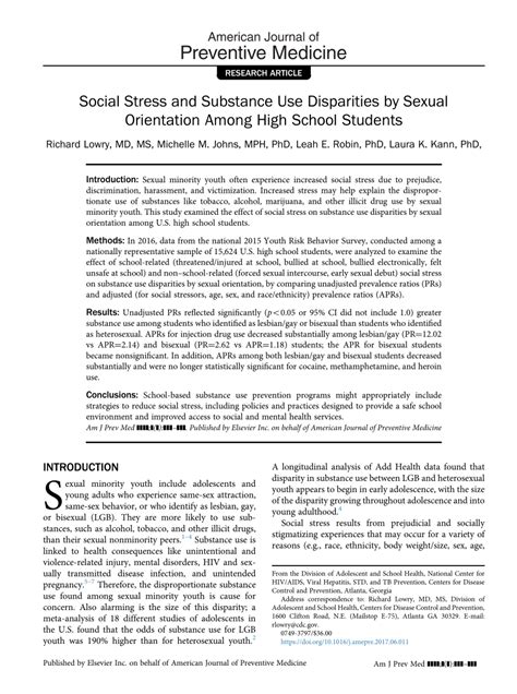 Pdf Social Stress And Substance Use Disparities By Sexual Orientation