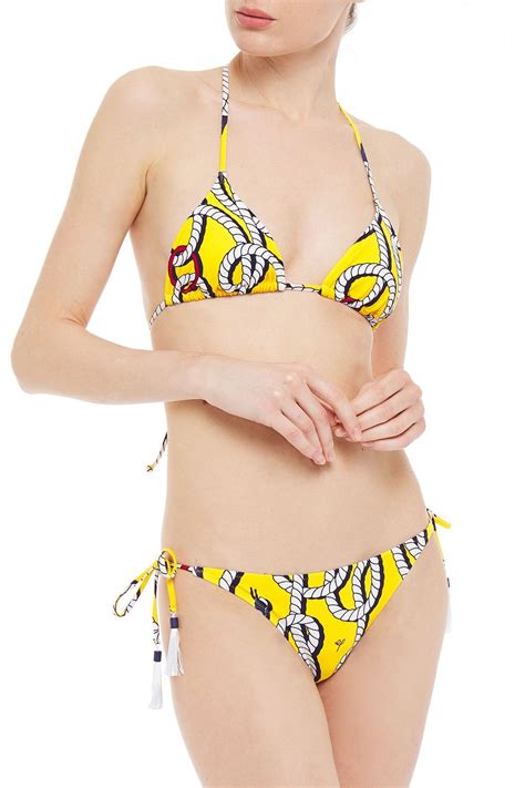 EMMA PAKE Tasseled Printed Low Rise Bikini Briefs THE OUTNET