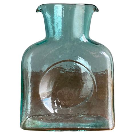 Blenko Blue Art Glass Water Bottle Circa 1970 For Sale At 1stdibs