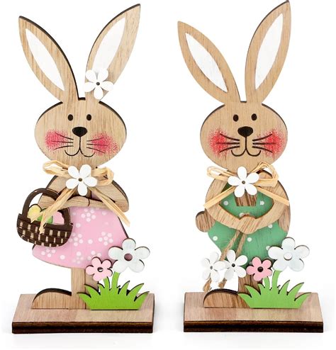 Amazon De COCHIE Osterhase Deko Aus Holz Zum Hinstellen Osterdeko