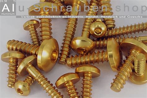 Alu Blechschrauben Linsenkopf Gold ST4 8 DIN 7981