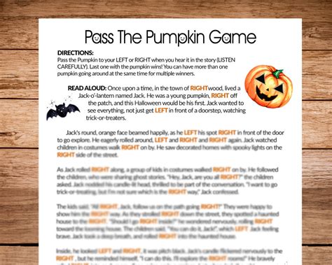 Pass The Pumpkin Left Right Game Etsy