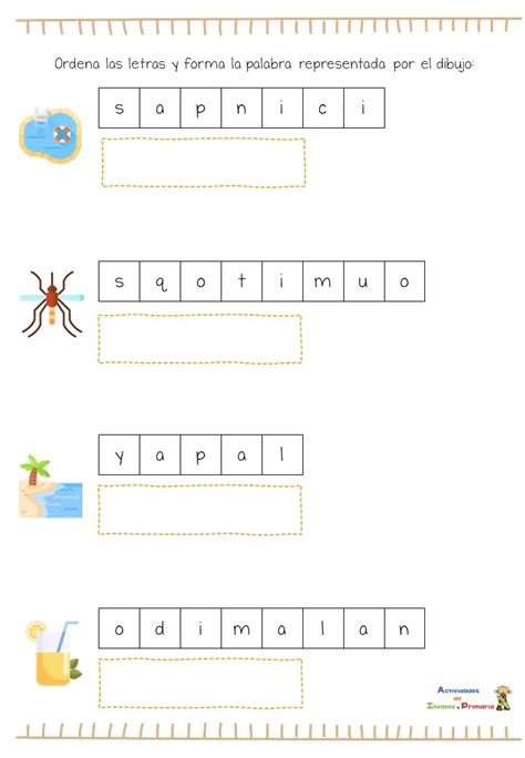 Lectoescritura Letras Desordenadas Con Vocabulario De Verano Map