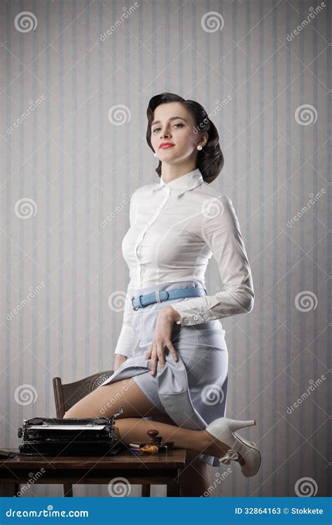 Pin Up Girl Secretary Stock Image Image Of Desk Adult 32864163