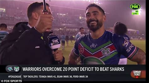 Nz Warriors Nrl Star Shaun Johnson Swears In Wild Live Tv Interview After Win Over Cronulla