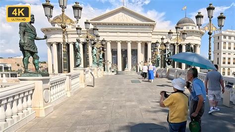 Skopje North Macedonia Walking From Macedonia Square Until The