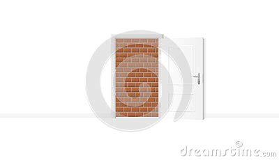 Walled Up Open Door Brick Wall Blocked Vector Illustration