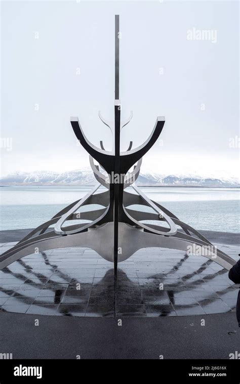 The Sun Voyager Sculpture On The Reykjavk Harbor Iceland On An