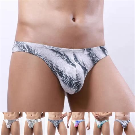 Slip Bikini Sexy Da Uomo Stampa Serpente Infradito Mutandine Biancheria