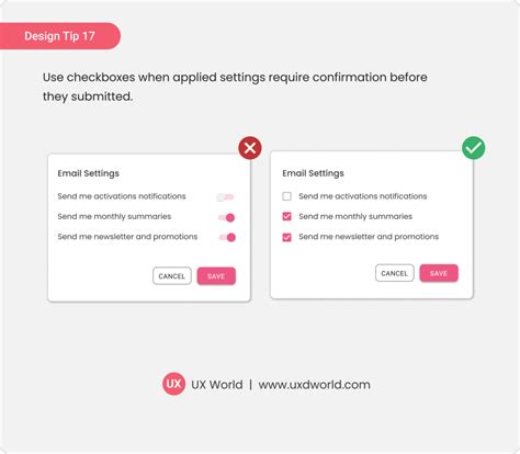 Design Tip17 Use Checkboxes When Settings Need Confirmation Ux