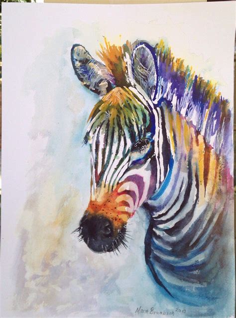 Zebra Watercolor Prints Multicolored Impressionistic Etsy