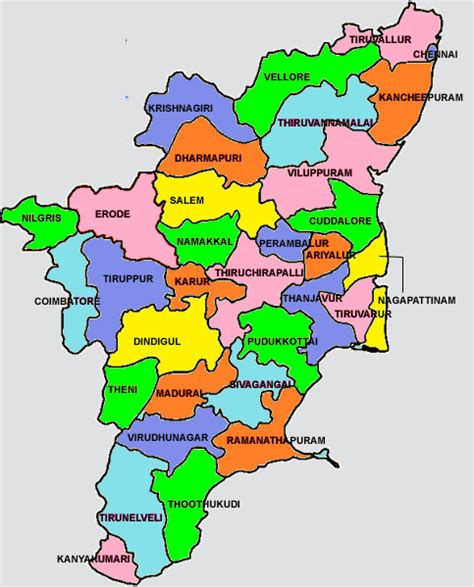 List of Districts in Tamil Nadu | Tamilnadu District Map | Area ...