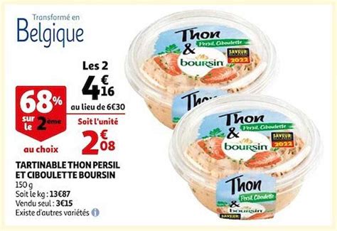 Promo Tartinable Thon Persil Et Ciboulette Boursin Chez Auchan