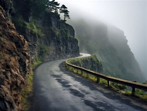 Mountain Serpentine Mountain Road Over Cliff Dark Mystical Way Into