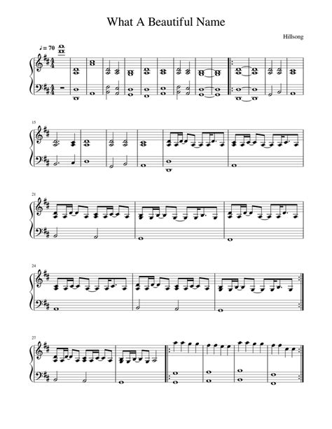 What A Beautiful Name Sheet Music For Piano Solo