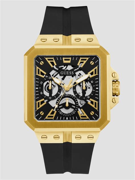 Gold Tone And Black Silicone Multifunction GUESS Canada