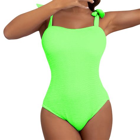 Daznico Women One Piece Swimsuit Solid Ribbed Monokini Swimwear Scoop