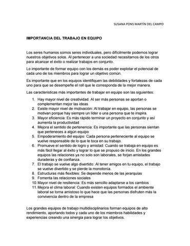 Importancia Del Trabajo En Equipo By Susana Pons Issuu