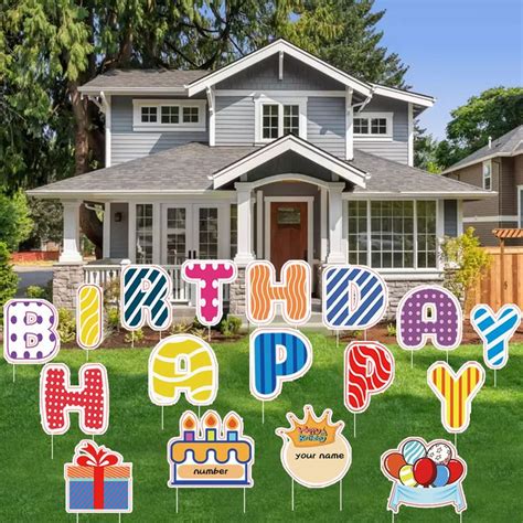 Happy Birthday Yard Signs With Stakes 16 Inch Large Happy Birthday Lawn