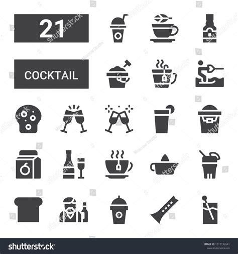 Cocktail Icon Set Collection 21 Filled Stock Vector Royalty Free