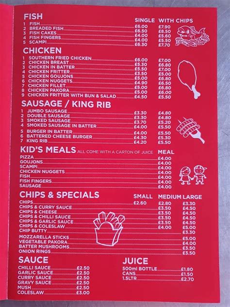 Menu At Mr Fish Fast Food Dingwall Evington Road