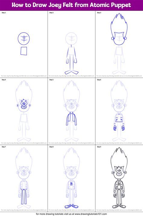 How To Draw Joey Felt From Atomic Puppet Printable Step By Step Drawing