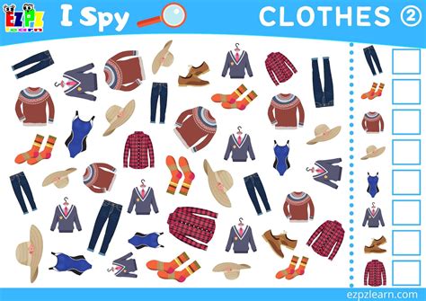 Clothes 2 Topic I Spy Game for kids Free PDF Download - Ezpzlearn.com