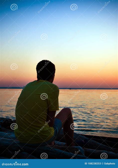 Sad Man Silhouette stock image. Image of rural, side - 108238253