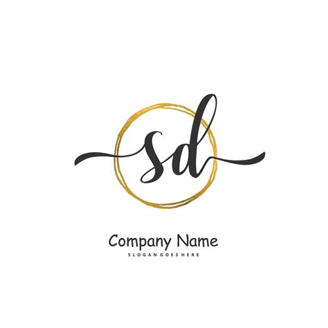 Sd Initial Handwriting And Signature Logo Design With Circle Beautiful