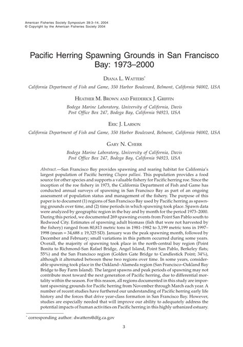 (PDF) Pacific Herring Spawning Grounds in San Francisco Bay: 1973–2000