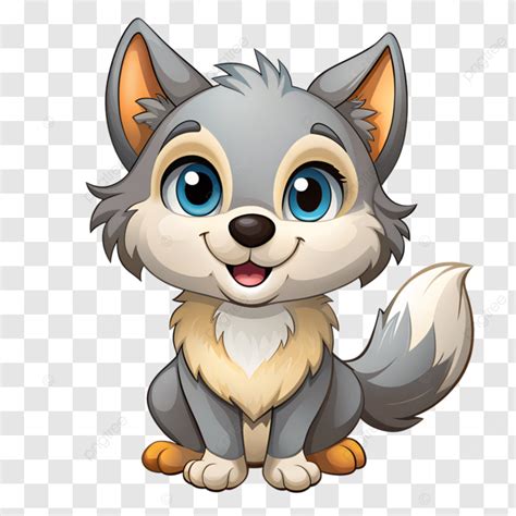 Ilustração De Clipart De Filhote De Lobo Bonito Dos Desenhos Animados