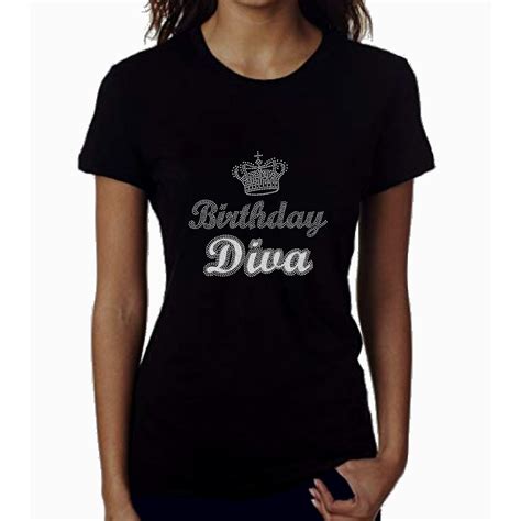 Birthday Diva Crown Rhinestone Glitter T Shirt Zoe And Eve