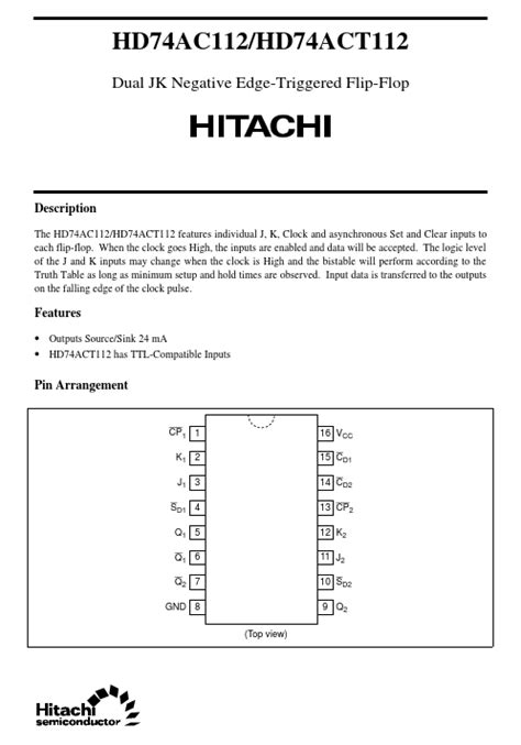 Hd Act Datasheet Dual Jk Negative Edge Triggered Flip Flop