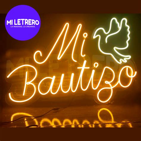 Letrero Luminoso Mi Bautizo En Neon Led Para Eventos