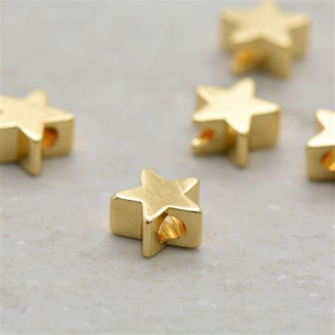 Gold Star Bead K Gold Plated Brass Star Bead Tiny Etsy