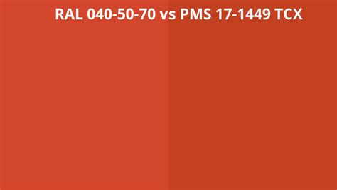 Ral 040 50 70 Vs Pms 17 1449 Tcx Ral Colour Chart Uk