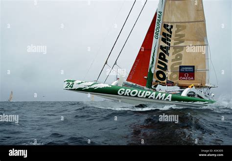 Racing trimaran at the start of the singlehanded transatlantic yacht ...