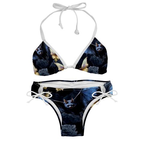 Bats Detachable Sponge Adjustable Strap Bikini Set Two Pack Beach