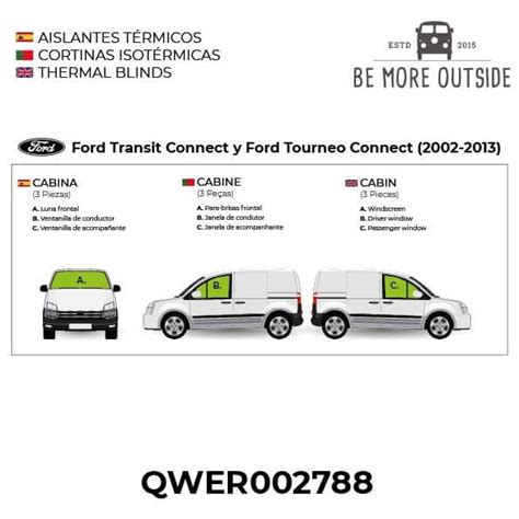 Aislantes térmicos de cabina para Ford Connect 2002 2013 Todo Campers