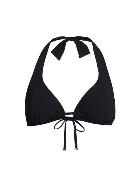 Dolce Gabbana Triangle Halter Neck Bikini Top In Black Lyst