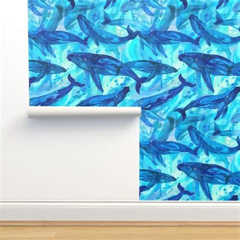 Humpback Whale Season In Hawaiian Ocean Wallpaper Spoonflower