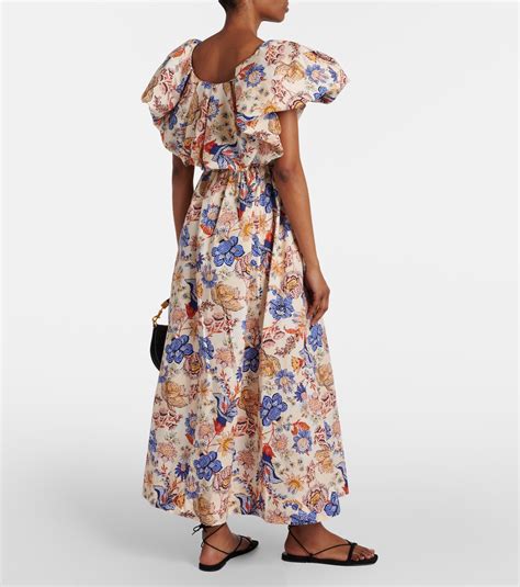 Francesca Floral Cotton Poplin Midi Dress In Multicoloured Ulla