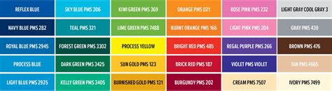 PMS Colors List - Hub