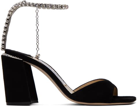 Black Saeda Heeled Sandals By Jimmy Choo On Sale